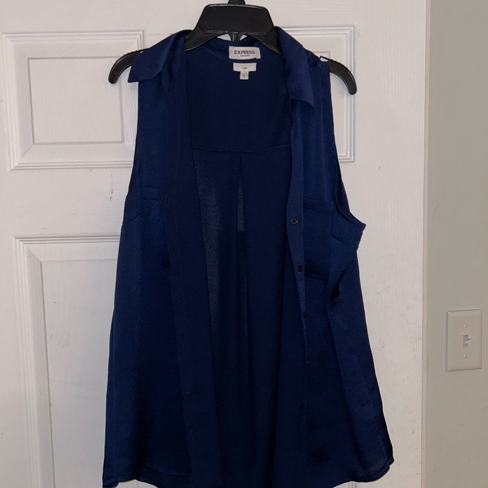 Express Women's Deep Blue Sleeveless Blouse